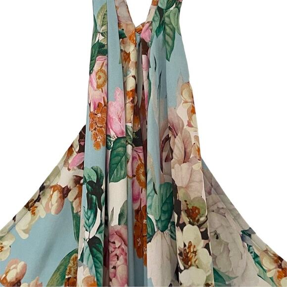 Cara Cara Marion Dress Twisted Open-Back Floral Halter Silk Chiffon Maxi Size XL - Picture 9 of 13